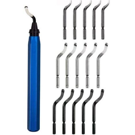 Attrezzo manuale per sbavatura, sbavatore con 10 lame di ricambio BS1010, sbavatore a punta, sbavatore rotabile a 360° per la rimozione delle sbavature nelle stampe 3D, plastica, alluminio, rame, PVC 