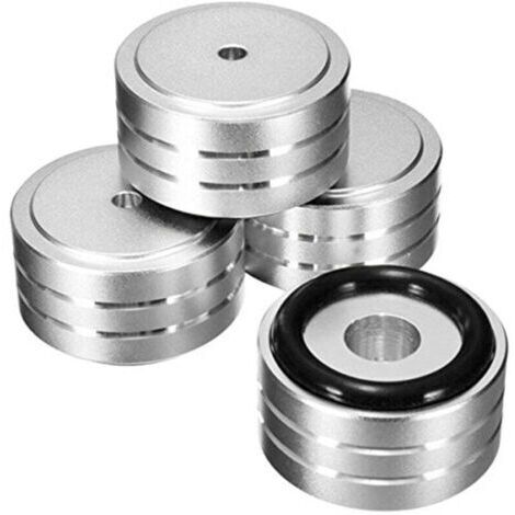 Set di 4 supporti per altoparlanti Hi-Fi in alluminio con attenuazione del suono, 40 × 20 mm, per giradischi (argento) (1/4)