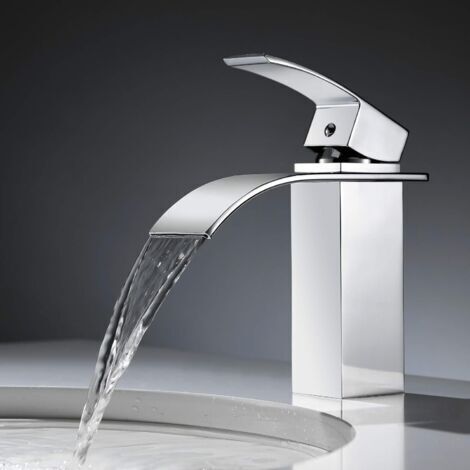Rubinetto per vasca con funzione cascata, miscelatore monocomando per lavabo in rame, design moderno per rubinetteria lavabo con tubo PEX, regolabile per acqua calda e fredda, garanzia a vita.