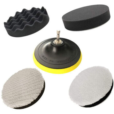 Kit per la lucidatura con spugne, dischi per la lucidatura con adattatore per trapano, 125 mm / 5 pollici, disco per la lucidatura, spugne specifiche per la lucidatura e la cera per auto, per la lucid
