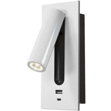 Lampada da lettura a LED con interruttore a scomparsa, lampada da comodino a incasso tipo C, applique, lampada da lettura, orientabile a 350°, pieghevole a 90°, 3W, luce calda 3000K, bianca (1/4)