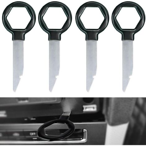 Chiavi per la rimozione dell'autoradio, strumenti per la rimozione dell'autoradio, chiavi per stereo, design ergonomico, acciaio inossidabile massiccio (nero) (1/4)