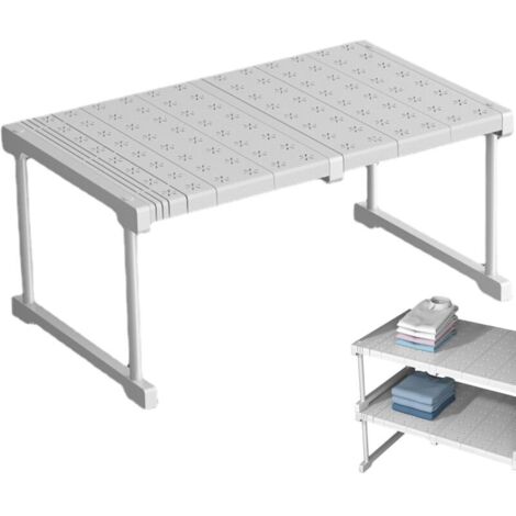 Mensola estensibile e regolabile in acciaio al carbonio per armadio, organizer a tensione fai-da-te per spogliatoio, cucina e bagno, divisorio personalizzabile.