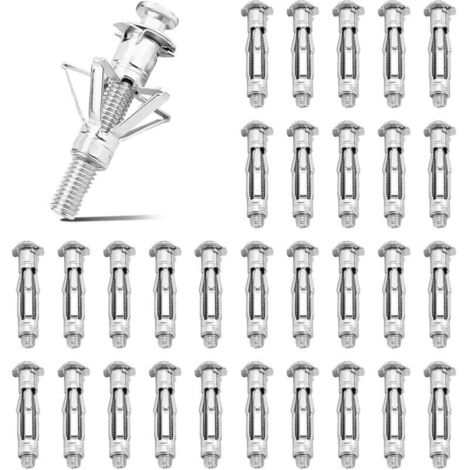 20 tasselli ad espansione metallici M6 x 37 mm per il fissaggio di oggetti leggeri, per cartongesso cavo da 3 a 20 mm e pareti cave.