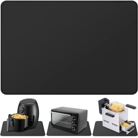 Tappetino in silicone ignifugo per friggitrice ad aria, resistente al calore, per piani cucina, antiscivolo e impermeabile (40 x 60 cm, nero)