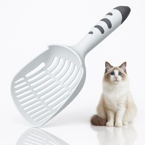 Paletta per lettiera per gatti, adatta anche a cani e gatti, con impugnatura ergonomica e supporto, ideale per diversi tipi di lettiera. (1/4)