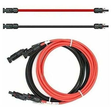 Cavo di prolunga - Doppia estremità - Cavo solare - Rosso/nero - 6 mm² - Con connettore solare integrato (2 x 2 m)