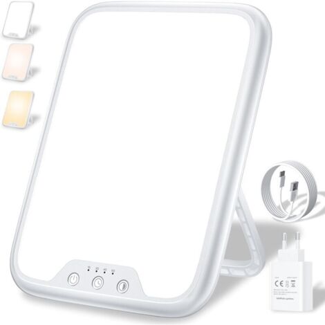 Lampada fototerapica da 10.000 lux, lampada per il disturbo affettivo stagionale (SAD), 4 impostazioni del timer, 3 modalità di colore, funzione memoria, luminosità regolabile in continuo, supporto (1/4)