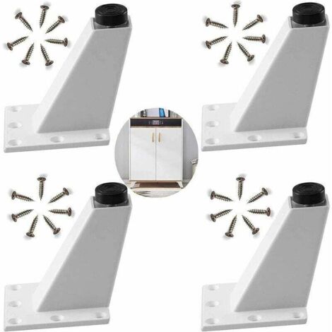 gambe regolabili in lega di alluminio bianca, a forma di ipotenusa, per divano, poltrona, comodino, armadio, con viti, facili da installare (8 cm)