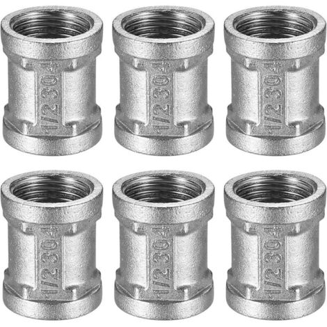 Raccordi a manicotto in acciaio inox con filettatura femmina da 1/2 pollice, doppio manicotto femmina in acciaio inox 15/21, connettore IG/IG da 1/2 pollice, raccordo filettato (1/4)