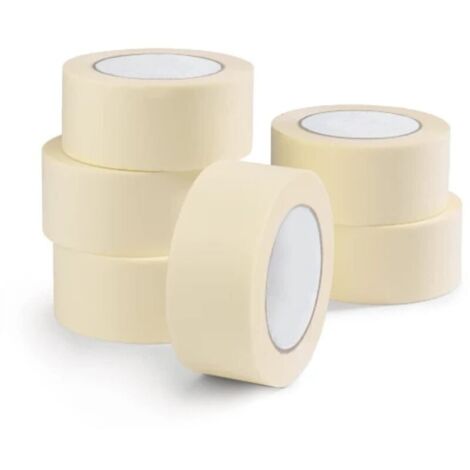 Nastro adesivo per mascheratura, ideale per pittura e protezione. L'adesivo non lascia residui. Disponibile in confezioni da 6 rotoli da 48 mm x 50 m.