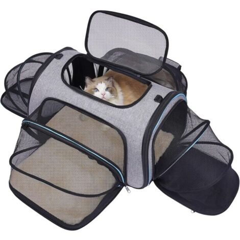 Trasportino espandibile a 4 lati, pratico nido per animali, adatto a gatti, cuccioli e piccoli animali (46 x 28 x 28 cm, grigio)