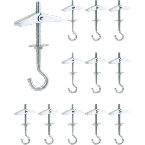 12 ganci da soffitto in acciaio al carbonio, M5 x 90 mm, per appendere piante su soffitti in gesso. (1/4)