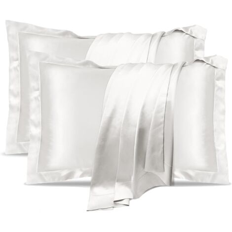 Set di 2 federe in seta, federa in seta di gelso 100% naturale per la salute dei capelli e della pelle, misura standard 50 x 75 cm, federa in seta di alta qualità, morbida e rinfrescante per dormire (