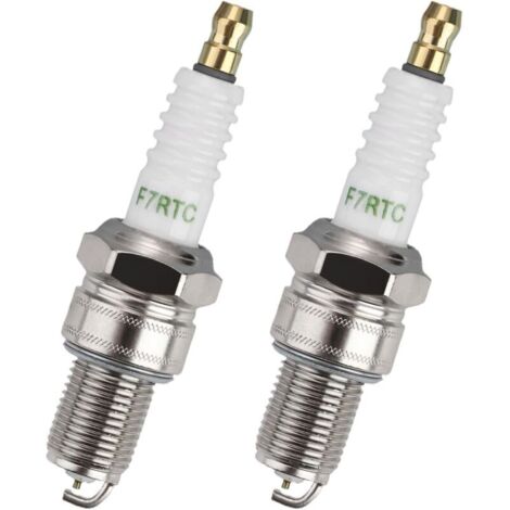 Set di 2 candele F7RTC con terminali solidi, candele di ricambio per auto compatibili con NGK BPR6ES, Bosch WR6DC, WR7DC, Denso W20EPR-U, MTD, Champion RN9YC, RN10YC, OEM per auto e moto. (1/4)