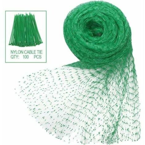 Rete di protezione per uccelli in polietilene con 100 cavi in nylon per giardini, frutteti e stagni, 4 m x 10 m (1/4)