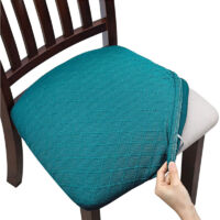 Coprisedia elasticizzato in jacquard a nido d'ape, coprisedile per sala da pranzo, ufficio, hotel, matrimonio (blu, set da 4)