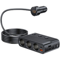 Caricabatterie per auto, sdoppiatore per presa accendisigari, caricabatterie USB 7 in 1, adattatore a 3 prese con interruttori, presa di corrente PD e QC3.0, adattatore per spina auto, ricarica rapida