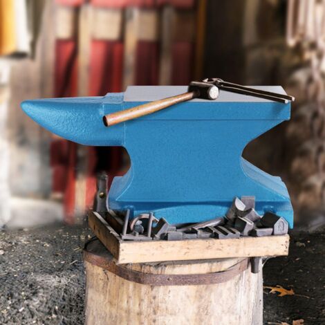 Enclume en Métal 25 kg, Enclume bleue, Conception stable, Idéal pour les métallurgistes/les forgerons dans tous les ateliers de métallurgie, idéal pour riveter/aplanir/forger/former du métal (1/5)
