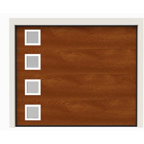 Porte de Garage Sectionnelle Motorisée 240x200 ANKARA - Imitation Bois Mat (Wood Flat)