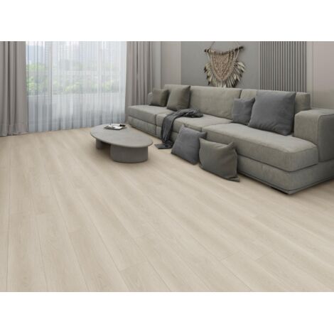 Sol PVC - Lames PVC clipsable avec sous couche intégrée- GARANTIE 20 ans -Ep. 5,5 mm- Bois blanchi - Dimensions L 122 cm x l 23 cm