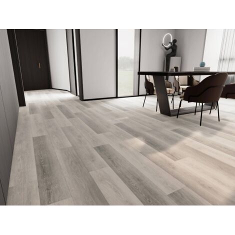 Sol PVC - Lames PVC clipsable avec sous couche intégrée- GARANTIE 20 ans -Ep. 5,5 mm- Gris foncé - Dimensions L 122 cm x l 23 cm