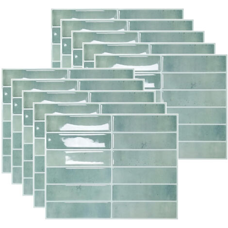 Lot de 10 Carreaux Muraux Auto-adhésifs 3D 23x29 cm – Crédence Autocollante Imperméable pour Cuisine et Salle de Bain