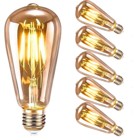 6 Pièces Ampoules E27 Vintage Led Ampoule Edison Led Ampoule À Vis Ampoules Rétro Ampoules À Économie D'énergie Ampoules 2700K 4W Blanc Chaud