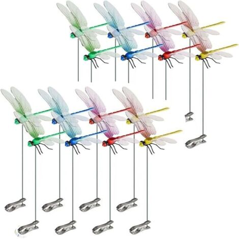 16 Pièces Libellules Décoration de Jardin 3D à Clip – Libellule Artificielle en Plastique pour Décoration Intérieure et Extérieure (1/5)