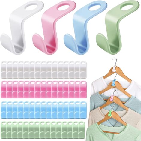 Lot de 80 Crochet de Connexion de Cintre Gain de Place, Crochets de Connecteur de Cintre Clips D'extension de Cintre pour Économiser, Multicolores (1/5)