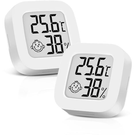 2 Pièces Mini Thermomètre Intérieur avec Hygromètre Digital – Affichage Température et Humidité avec Indicateur de Confort, Blanc (1/5)