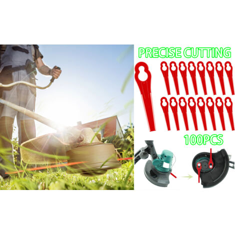 Lot de 100 lames de tondeuse en plastique rouge, forme de gourde, outils de jardin