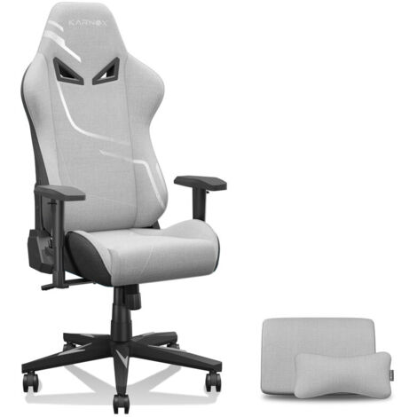 Fauteuil de bureau ergonomique style gaming, tissu confortable, dossier haut, rotation 360°, réglable, appui-tête et soutien lombaire, gris argenté (1/5)