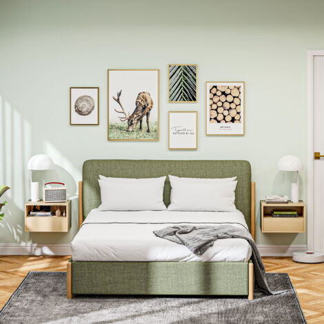 Ensemble de 2 Tables de Chevet Murale Flottante (Lot) - Tables de Nuit avec Tiroir et Étagère Ouverte, Rangement Suspendu Moderne pour Chambre et Salon (1/5)