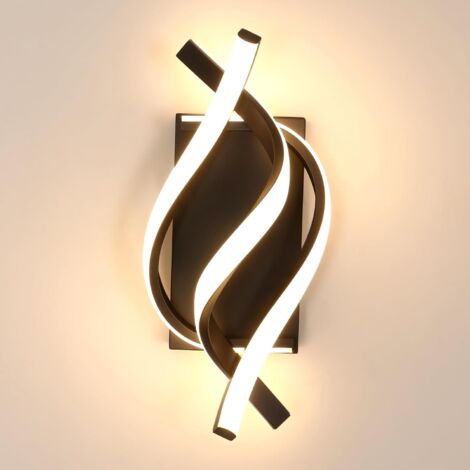 Applique murale LED spirale noire, moderne, lumière chaude, intérieur