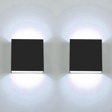 Ensemble de 2 Appliques Murales LED Carrées 6W - Lumière Blanc Froid 1200K Moderne pour Intérieur et Extérieur, pour Chambre, Salon et Jardin (1/5)