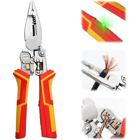Dénudeur de fil, outil universel à dégainer, dénudage pince à coupe-câbles, outils à dénuder 210 mm pour dénuder les fils électriques, couper les câbles, sertir (1/5)