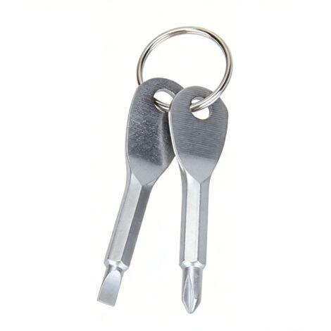 Tournevis, mini tournevis clé multifonction, compact et portable, idéal pour le voyage, l’EDC et l’outdoor, avec anneau porte-clés, argent (1/5)