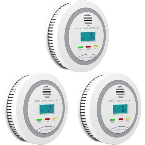 Détecteur de Fumée et Monoxyde de Carbone 2-en-1 - Alarme Combinée avec Écran LCD, Double Capteur (Fumée + CO), Fonctionne sur Piles, pour Sécurité Domestique (1/5)