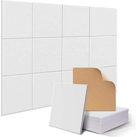 Lot de 12 Panneaux Acoustiques Autocollants 30x30 cm - Isolation Phonique pour Mur, Plafond, Porte, Chambre et Salon Gaming (Traitement Acoustique Modulable)