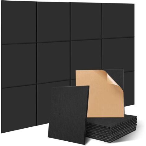 Lot de 12 Panneaux Acoustiques Autocollants 30x30 cm - Isolation Phonique pour Mur, Plafond, Porte, Chambre et Salon Gaming (Traitement Acoustique Modulable)