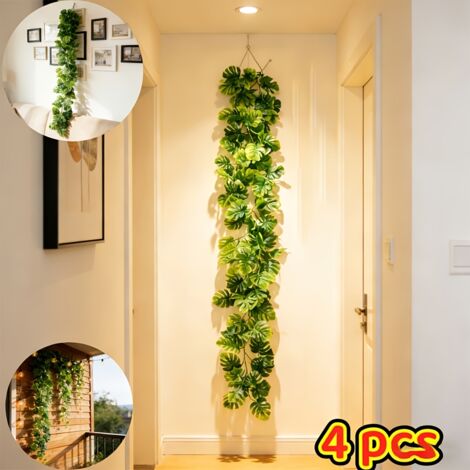 Grand Lot de 2 Monstera Deliciosa Artificiels Suspendus – Sans Entretien & Prêt pour l'Extérieur Parfait pour Halloween, Noël, la Saint-Valentin & Thanksgiving (1/5)