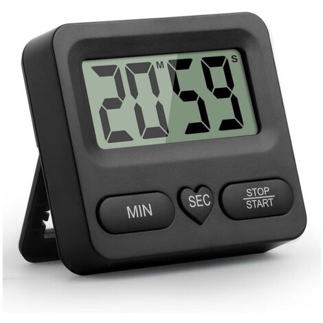 Minuteur Numérique de Cuisine avec Grand Écran, Minuteur électronique Multifonction, Chronomètre et Alarme, Affichage LCD, Pratique pour Cuisine et Maison, Noir (1/5)