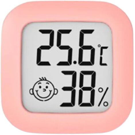 1 pack thermomètre et hygromètre numérique mini multifonction avec écran lcd, affichage température et humidité, haute précision température hygromètre moniteur, pour maison, bureau et chambre, rose (1/5)