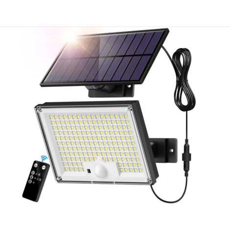 Lampe Solaire d’Extérieur 172 LED, 3 Modes d’Éclairage, Détecteur de Mouvement et Télécommande, Étanche IP65, Angle D'Éclairage 120°, Idéal pour Jardin et Terrasse, Lumière blanche (1/5)