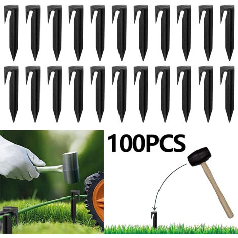 Lot de 100 piquets en plastique 8.5 cm, kit de piquets de fixation de pelouse, solide et durable, facile à insérer, pour bâches et tentes, installation de câble de délimitation (1/5)