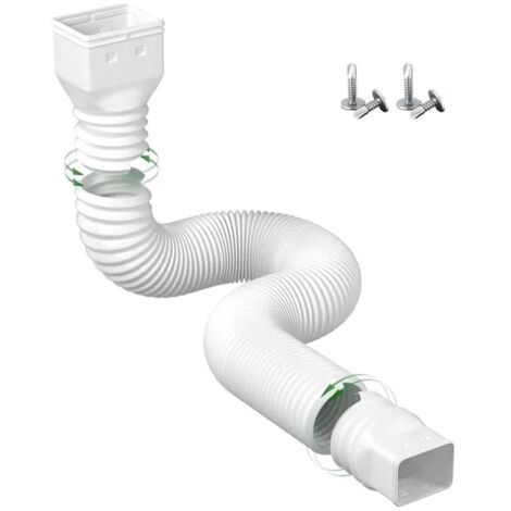 Gouttière et Descente – Rallonge de gouttière réglable 21–60 pouces, résistante aux UV, installation facile, protège les fondations, protection durable contre les eaux de pluie, blanc
