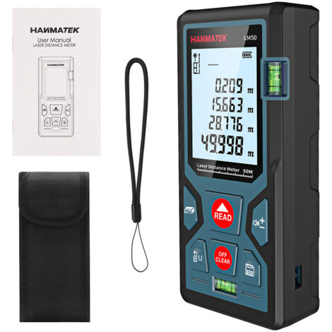 Télémètre Laser Numérique LM50 – Mètre Laser 50m avec Mesure de Longueur, Surface, Volume et Théorème de Pythagore, Rétroéclairage LCD, IP54 (1/5)