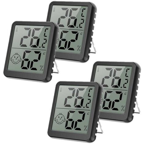 Lot de 4 Thermomètres Hygromètres Numériques d’Intérieur – Indicateurs d’Humidité avec Grand Écran et Thermomètre pour Surveiller la Maison (1/5)