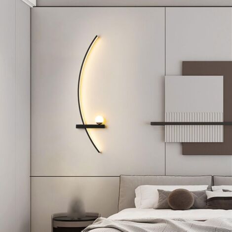 Applique Murale LED Moderne – Métal, 3 Couleurs Réglables, Luminaire Intérieur pour Salon, Chambre, Couloir, Salle de Bain et Chevet, à gauche (1/4)